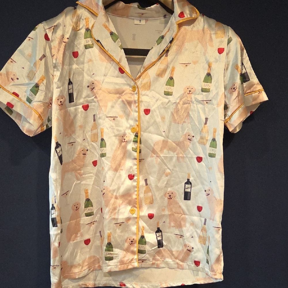 Champagne Print Women's Pajama Top